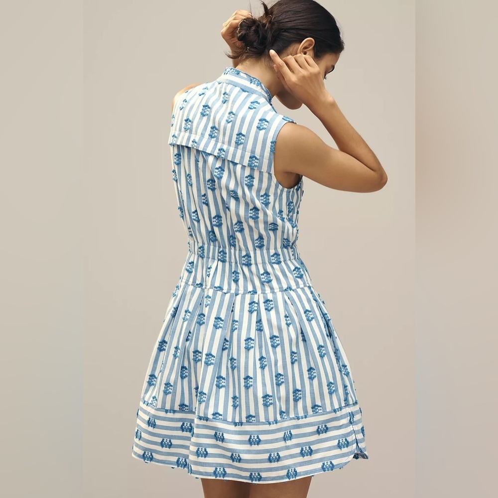 NWT Size L - Anthro 100% Cotton V-Neck Fit & Flare Shirtdress (NWT US$ 148) - Picture 3 of 16